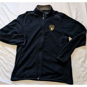 Antigua Women's Large Milwaukee Brewers Full Zip Long Sleeve Blue Fleece Jacket